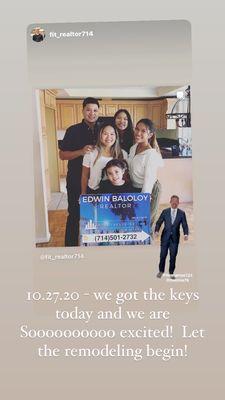 Edwin helped us sell our old home while searching for a new one!