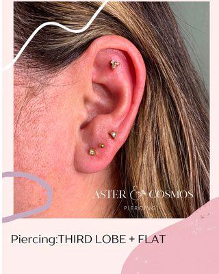 Lobe & flat piercing plus new jewelry for her first and second loves (not pierced by me).