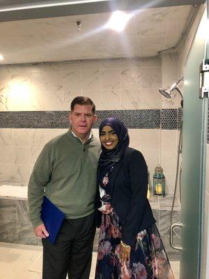 Owner Shamso Hassan with Mayor Marty Walsh