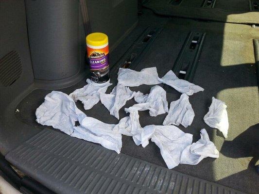 All the towels to properly clean car.