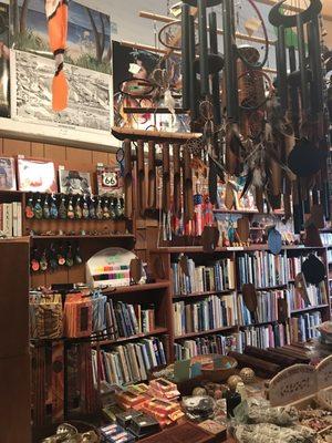 Wind chimes, incense and books