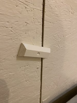 Swivel that holds crawl space door in place that wasn't removed but also painted over leaving nice gaps in paint when turned