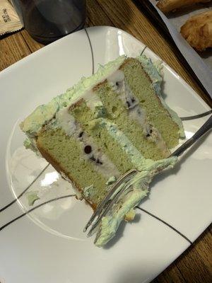 Pistachio cannoli cake