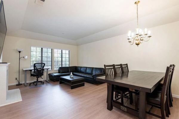 Living room with the new floor. Warm and modern.