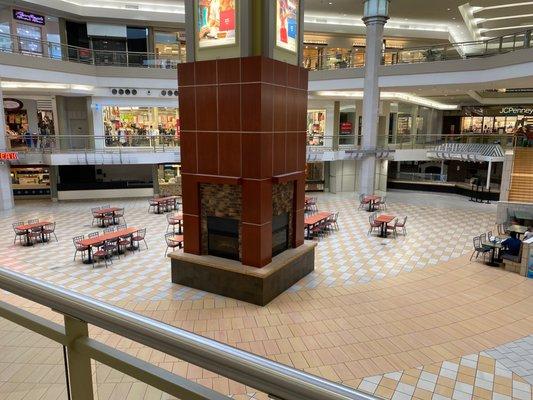 The deserted food court. 6 places are closed. Only three food vendors open.