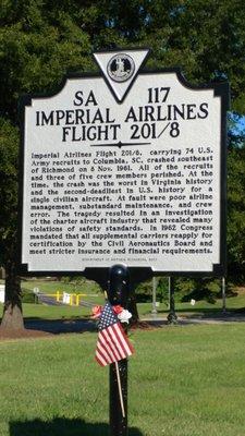 Imperial Airlines Flight 201 Historical Marker, Richmond VA