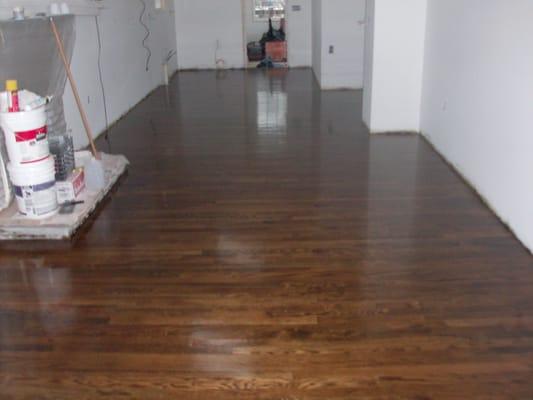 wood floors after sanding, staining and finishing