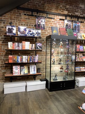 Comics, graphic novels and collectable figures.