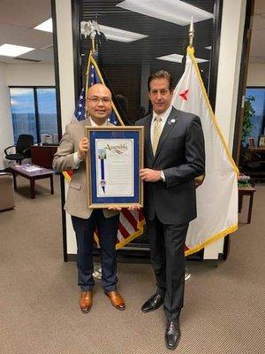 CA Assemblyman Diep awards Adam Rodell the 2019 REALTOR of the Year for CA 72nd District!