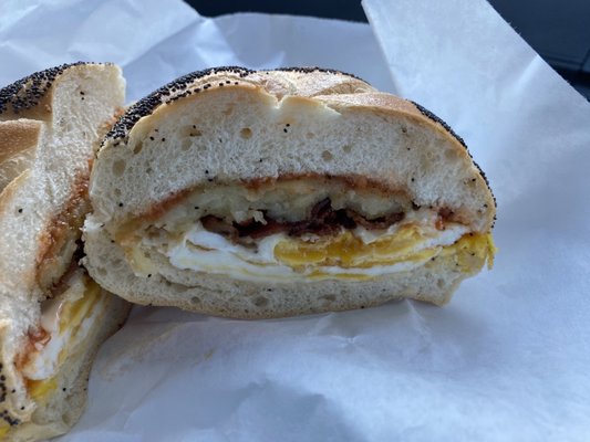 bacon egg and cheese with hash brown