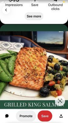 My Grilled King Salmon with Blueberry Salsa! (My recipe is on Pinterest...ShipboardChef)