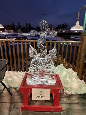 Snow days ice sculpture. Food and drink specials while you stroll the Kenosha downtown