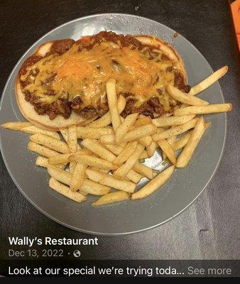 Chili Cheese Burger and Fries