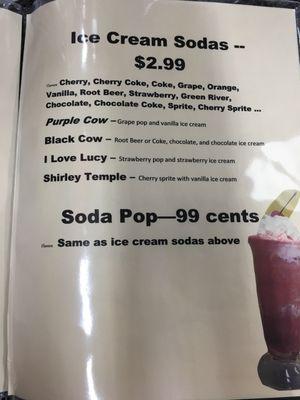 Soda Bar Menu