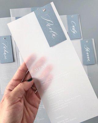 Calligraphy menus with vellum