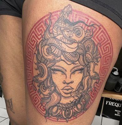 Medusa on thigh