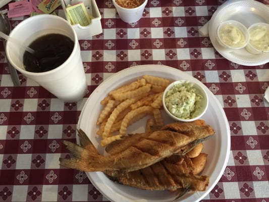 Whole fried catfish.