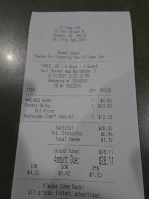 Final tab - lunch #2.