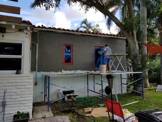 New stucco over old textured walls