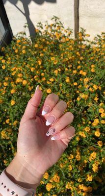 White French tip with flower design