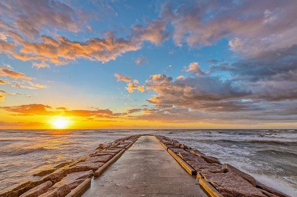 Sunrise on the Beach - Seawall Jetty