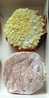 Lemonade and vanilla cream donuts.