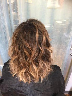 Highlight, baby lights, balayage combination