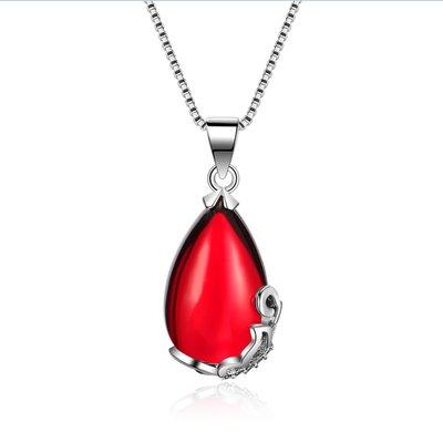 -Silver-Necklace-Red-Chalcedony-Butterfly-Pendant