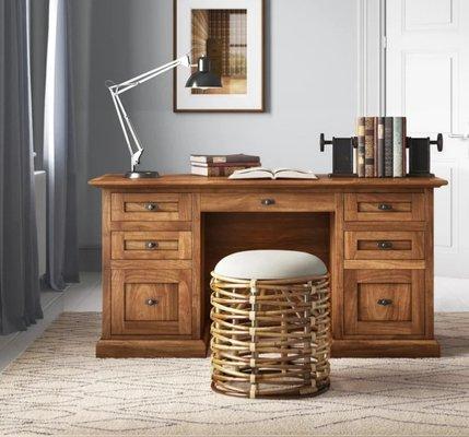 double pedestal desk made in real alder wood.