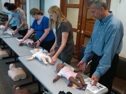 Infant CPR " Tap the hands, tap the feet for responsiveness"