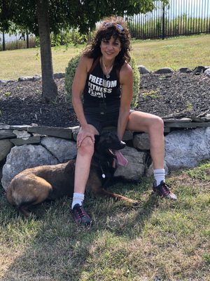 Shari working "off leash" training with Josie.