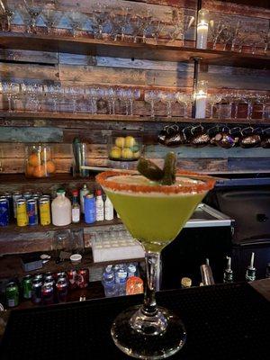 Spicy pickle martini