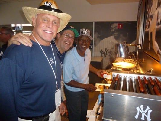 Me chowing down with Ron Blomberg and Mickey Rivers.