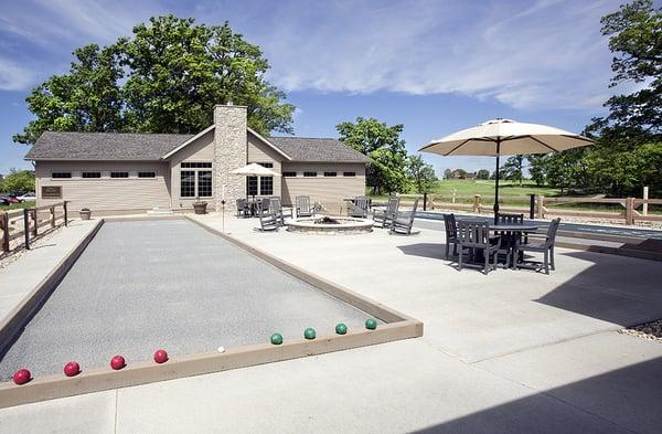 Competition Courtyard between the CABINS - bocce ball, shuffleboard & horseshoes