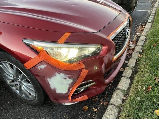 They were supposed to replace the bumper, not attempt to fix it. Seems like they were trying to pocket money from the insurance company.