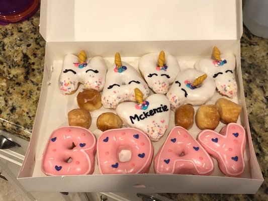 Unicorn birthday donuts