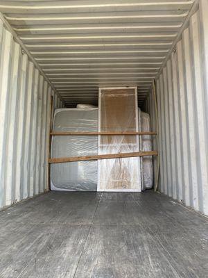 Container loaded, braced and on its way to Fos-Sur-Mer France.