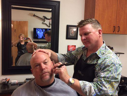 Everyone loves a straight razor shave.