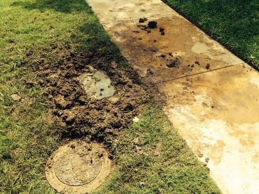 Mud mess left by Collin county irrigation repair.