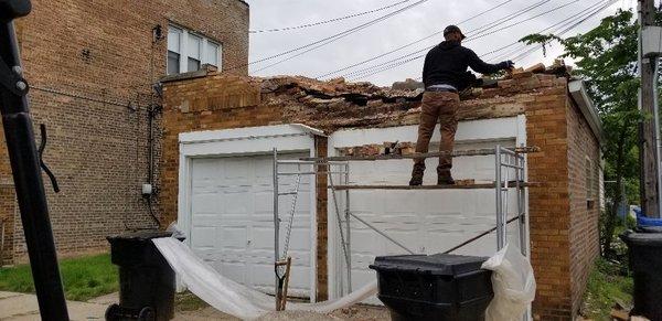 Damaged parapet