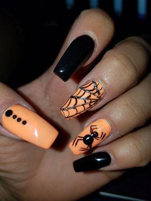 Halloween Nails!! I showed one of the ladies what I wanted from a photo I found online and she did a great job replicating it.