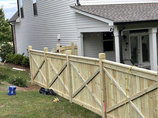 Cross Board capped Privacy fence