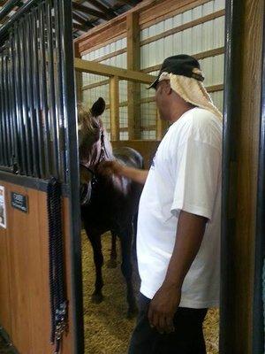 Veteran clients of Alpha Omega Veterans Services enjoying their time at Southern Reins Center for Equine Therapy in Nesbit, Mississippi.