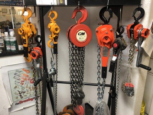 We sell and repairs chain falls also lever hoists