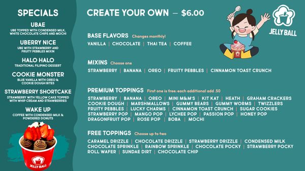 Rolled Ice Cream Menu November 2020