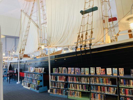 Boat up on the second floor in the the kids library