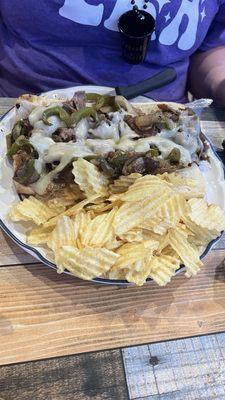 Philly cheese steak sandwich