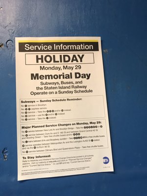 Memorial Day MTA travelers be aware