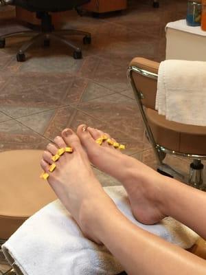 My friends first pedicure