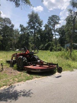 About to start bush-hogging with the 6ft wide Bush-hog and 57hp Massey Ferguson Tractor.